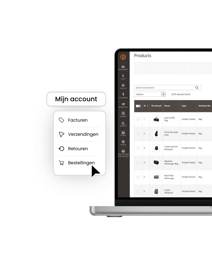 Visuals-Magento-Mijn account bestelgeschiedenis